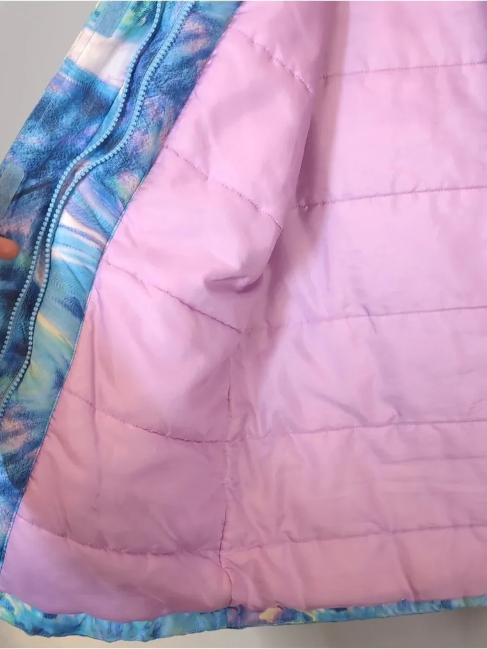 The Childrens Place Girls Winter Jacket Watercolor Swirl Blue Pink Purple XXL 16